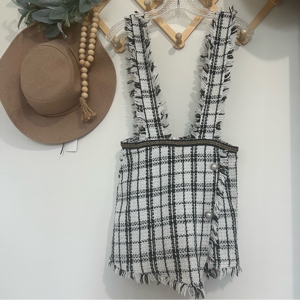Glamaker Black and White Plaid Romper - Picture 3 of 15